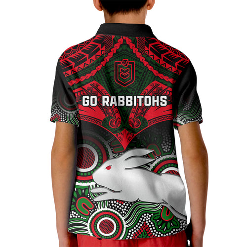 rabbitohs-rugby-kid-polo-shirt-souths-1908-aboriginal-mix-polynesian-pattern