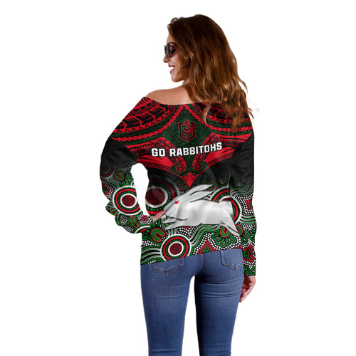 rabbitohs-rugby-off-shoulder-sweater-souths-1908-aboriginal-mix-polynesian-pattern