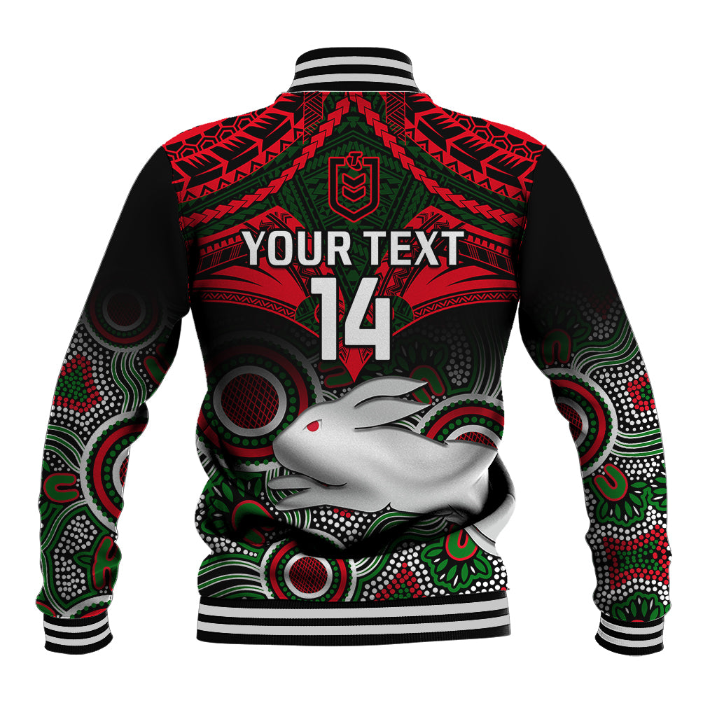 personalised-rabbitohs-rugby-baseball-jacket-souths-1908-aboriginal-mix-polynesian-pattern