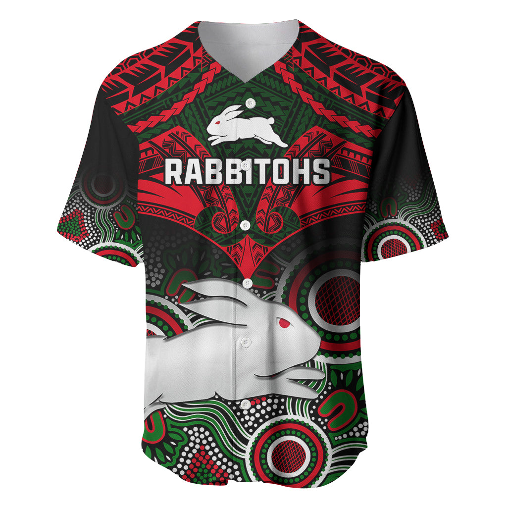 personalised-rabbitohs-rugby-baseball-jersey-souths-1908-aboriginal-mix-polynesian-pattern
