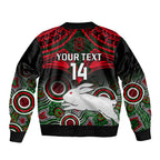 personalised-rabbitohs-rugby-bomber-jacket-souths-1908-aboriginal-mix-polynesian-pattern