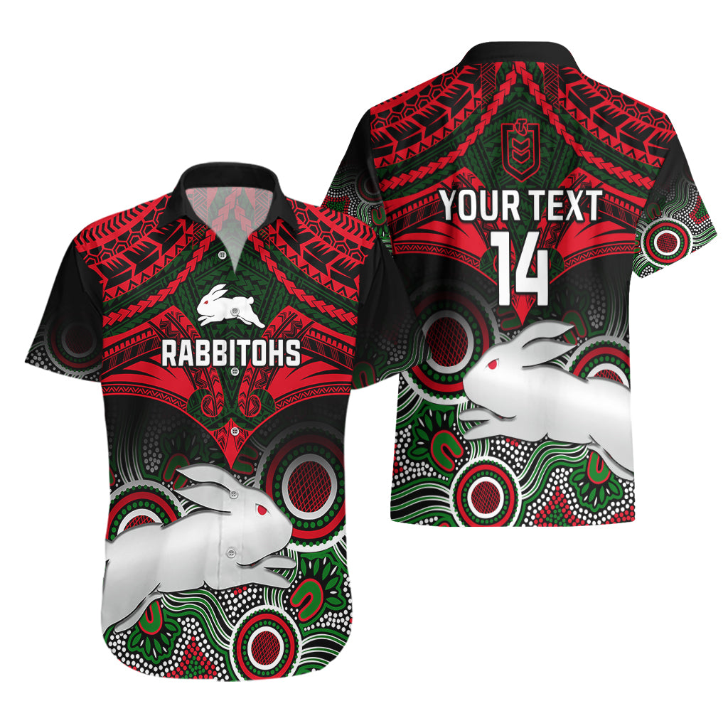 personalised-rabbitohs-rugby-hawaiian-shirt-souths-1908-aboriginal-mix-polynesian-pattern