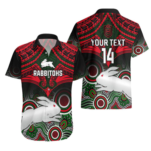 personalised-rabbitohs-rugby-hawaiian-shirt-souths-1908-aboriginal-mix-polynesian-pattern