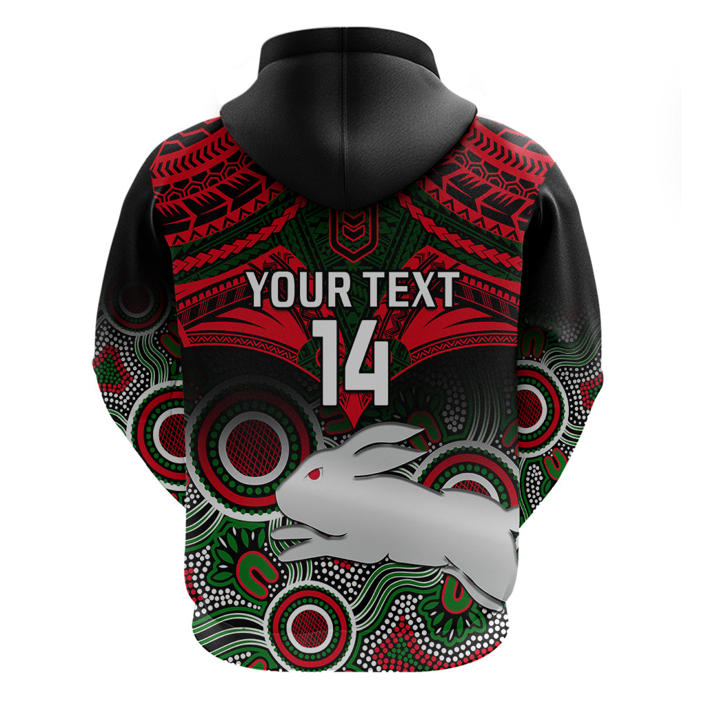 personalised-rabbitohs-rugby-hoodie-souths-1908-aboriginal-mix-polynesian-pattern