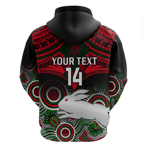 personalised-rabbitohs-rugby-hoodie-souths-1908-aboriginal-mix-polynesian-pattern