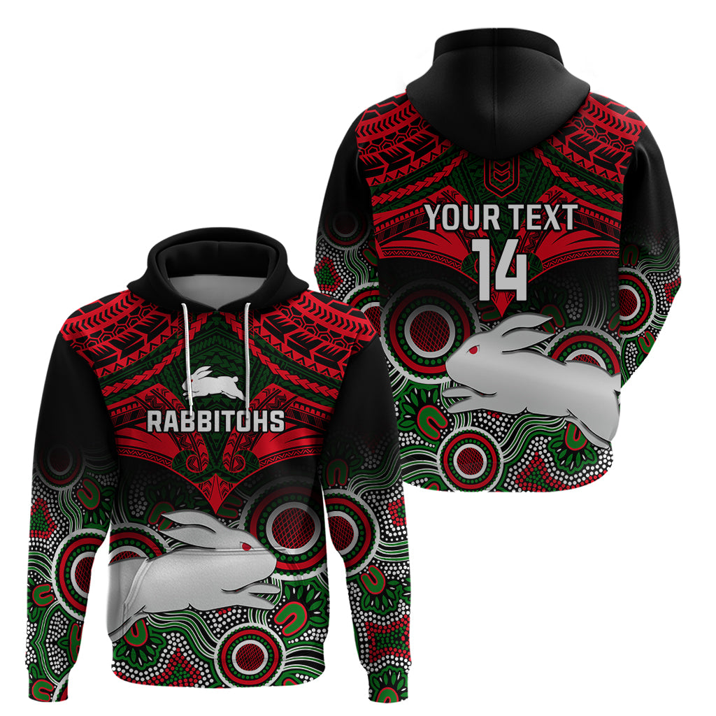 personalised-rabbitohs-rugby-hoodie-souths-1908-aboriginal-mix-polynesian-pattern