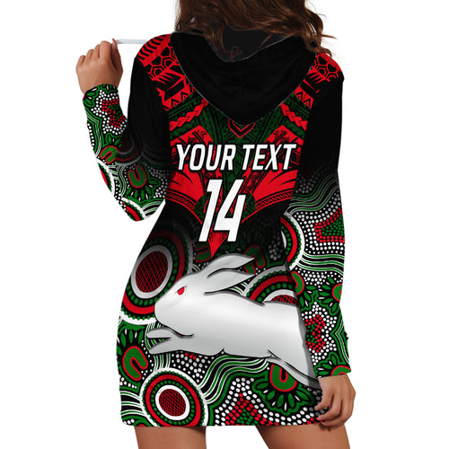 personalised-rabbitohs-rugby-hoodie-dress-souths-1908-aboriginal-mix-polynesian-pattern