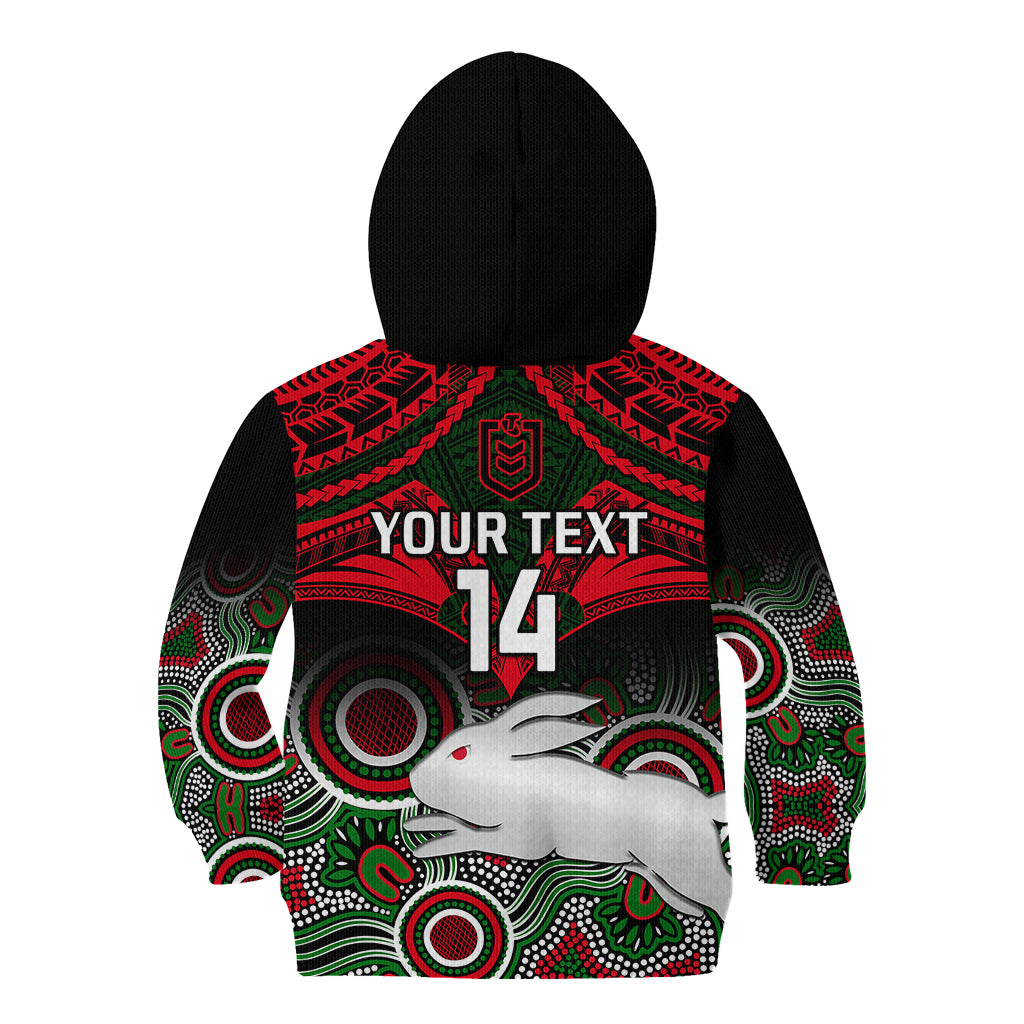 personalised-rabbitohs-rugby-kid-hoodie-souths-1908-aboriginal-mix-polynesian-pattern
