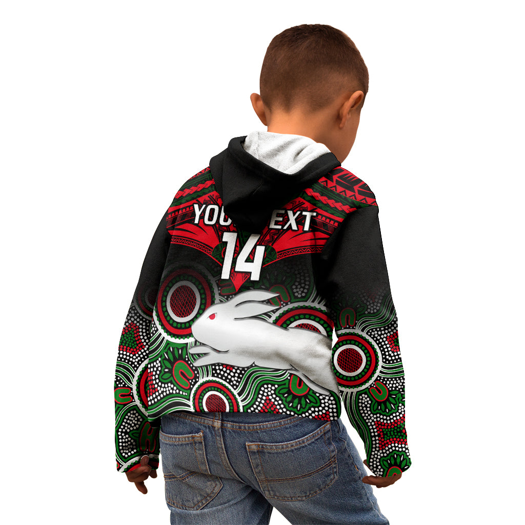 personalised-rabbitohs-rugby-kid-hoodie-souths-1908-aboriginal-mix-polynesian-pattern