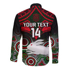 personalised-rabbitohs-rugby-long-sleeve-button-shirt-souths-1908-aboriginal-mix-polynesian-pattern