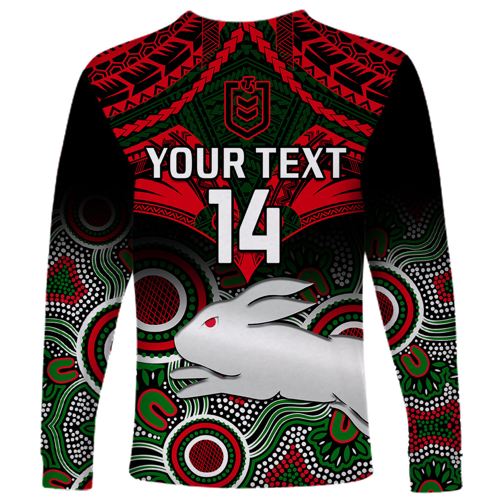personalised-rabbitohs-rugby-long-sleeve-shirt-souths-1908-aboriginal-mix-polynesian-pattern