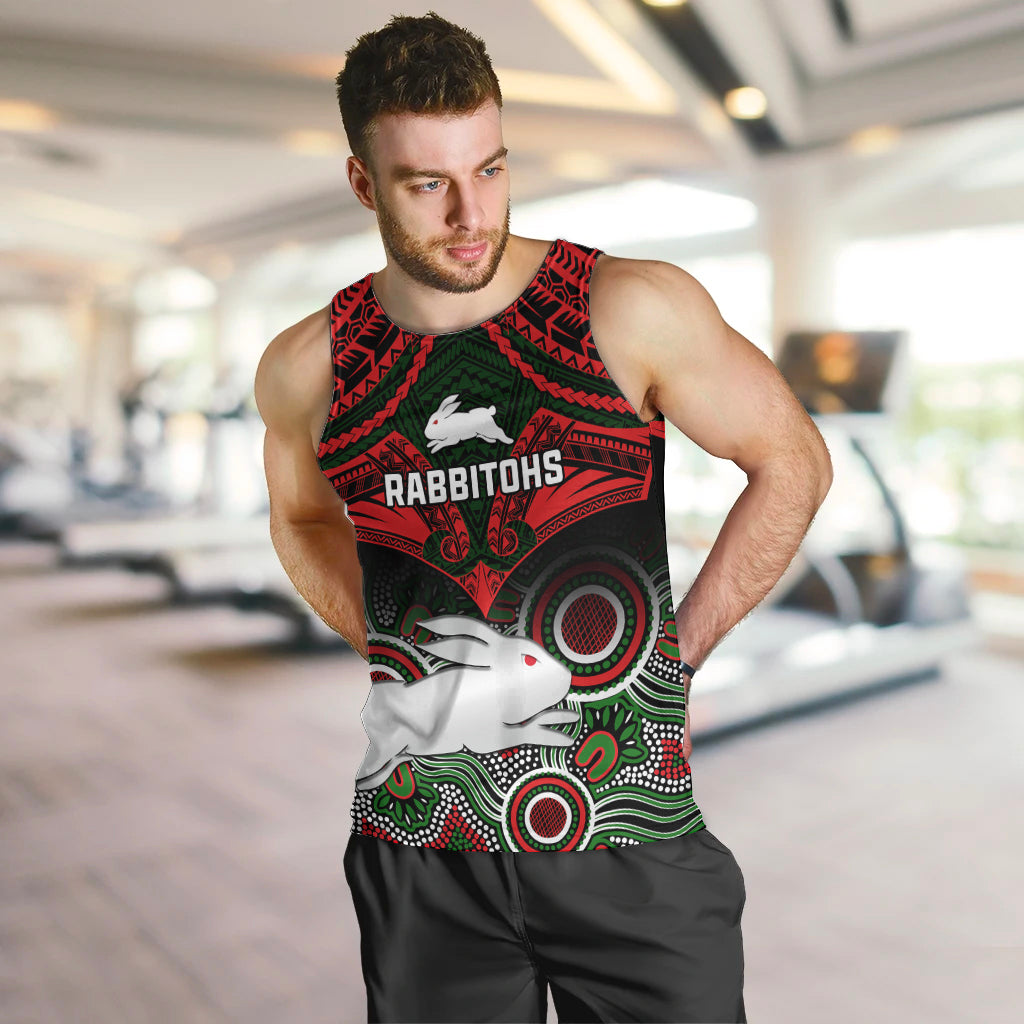 personalised-rabbitohs-rugby-men-tank-top-souths-1908-aboriginal-mix-polynesian-pattern