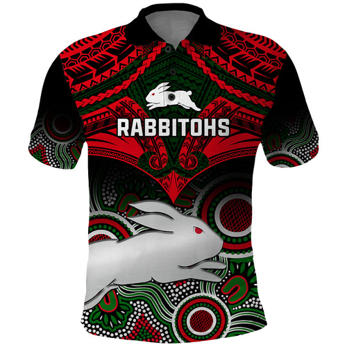 personalised-rabbitohs-rugby-polo-shirt-souths-1908-aboriginal-mix-polynesian-pattern