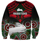 personalised-rabbitohs-rugby-sweatshirt-souths-1908-aboriginal-mix-polynesian-pattern