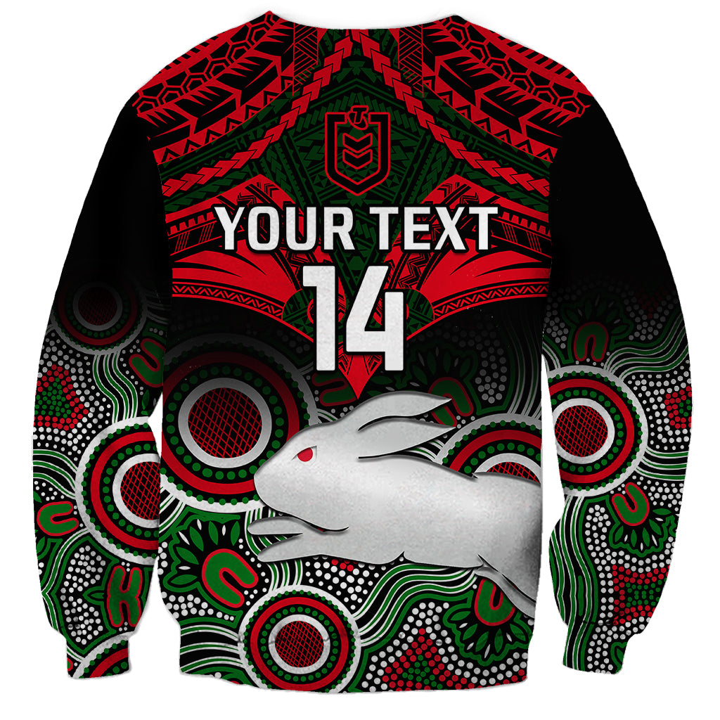 personalised-rabbitohs-rugby-sweatshirt-souths-1908-aboriginal-mix-polynesian-pattern
