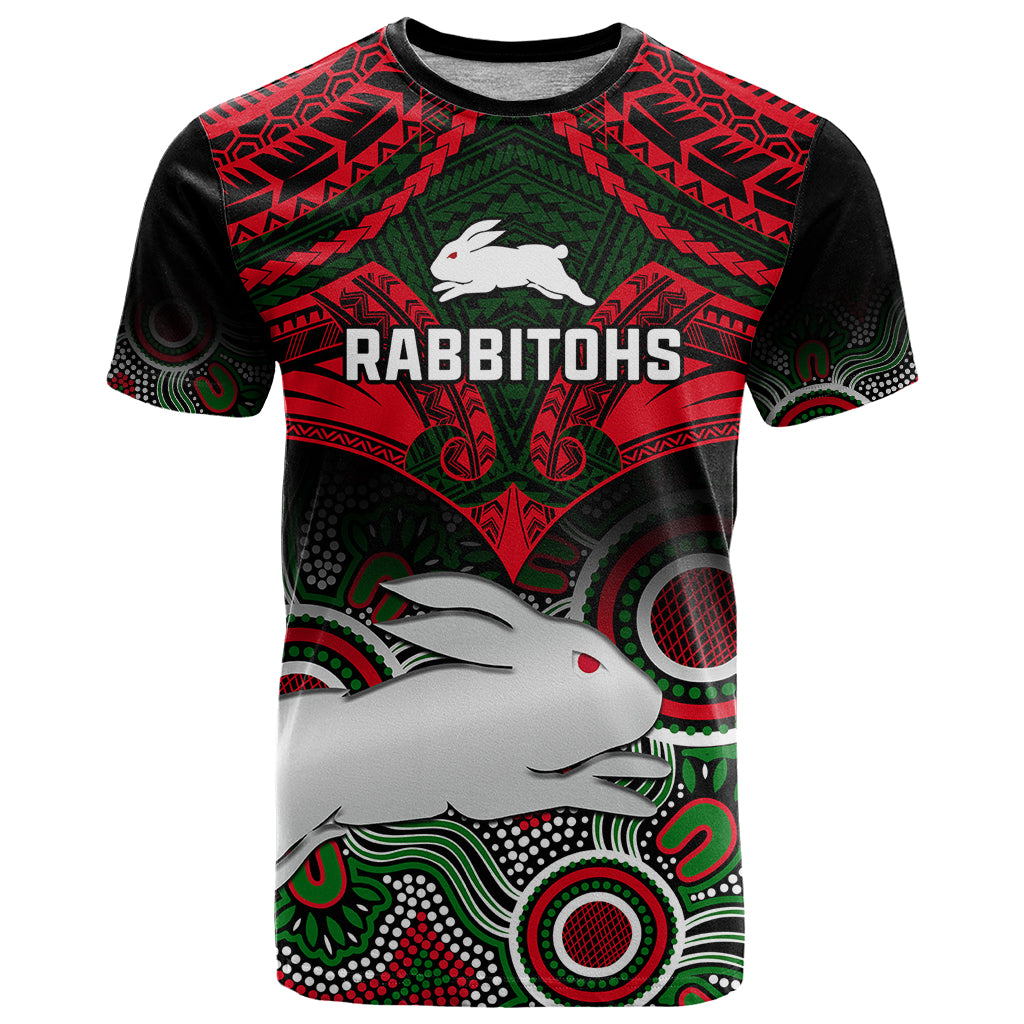 personalised-rabbitohs-rugby-t-shirt-souths-1908-aboriginal-mix-polynesian-pattern