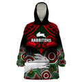 personalised-rabbitohs-rugby-wearable-blanket-hoodie-souths-1908-aboriginal-mix-polynesian-pattern