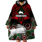 personalised-rabbitohs-rugby-wearable-blanket-hoodie-souths-1908-aboriginal-mix-polynesian-pattern