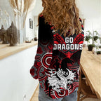 Dragons Rugby Women Casual Shirt Saints 1998 Aboriginal Mix Polynesian Pattern LT14
