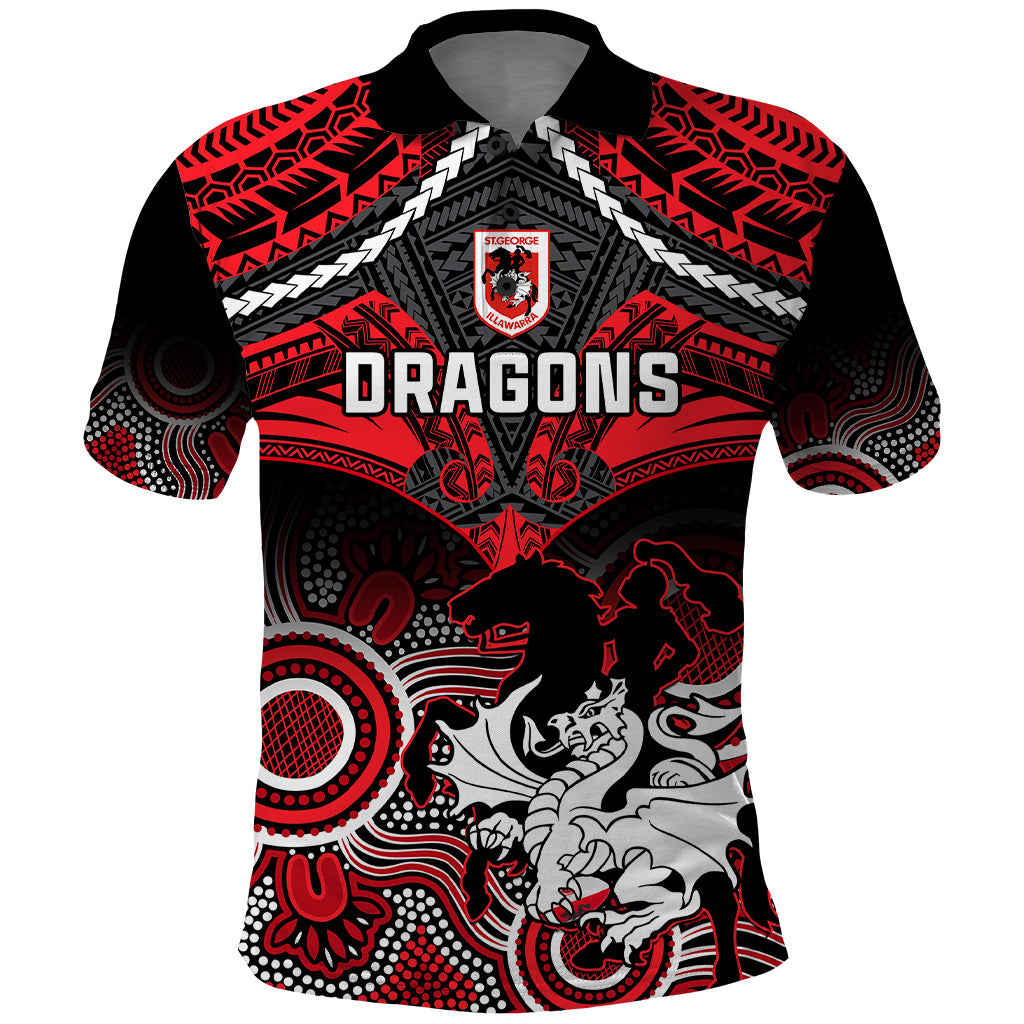 personalised-dragons-rugby-polo-shirt-saints-1998-aboriginal-mix-polynesian-pattern