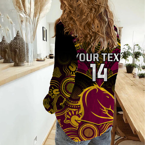 personalised-brisbane-rugby-women-casual-shirt-brisbane-1987-aboriginal-mix-polynesian-pattern