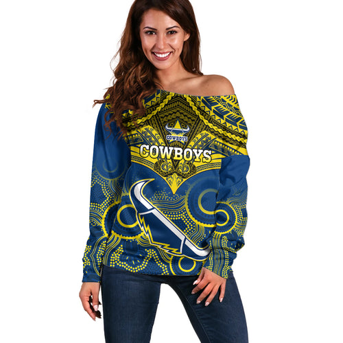 personalised-cowboys-rugby-off-shoulder-sweater-aboriginal-mix-polynesian-pattern