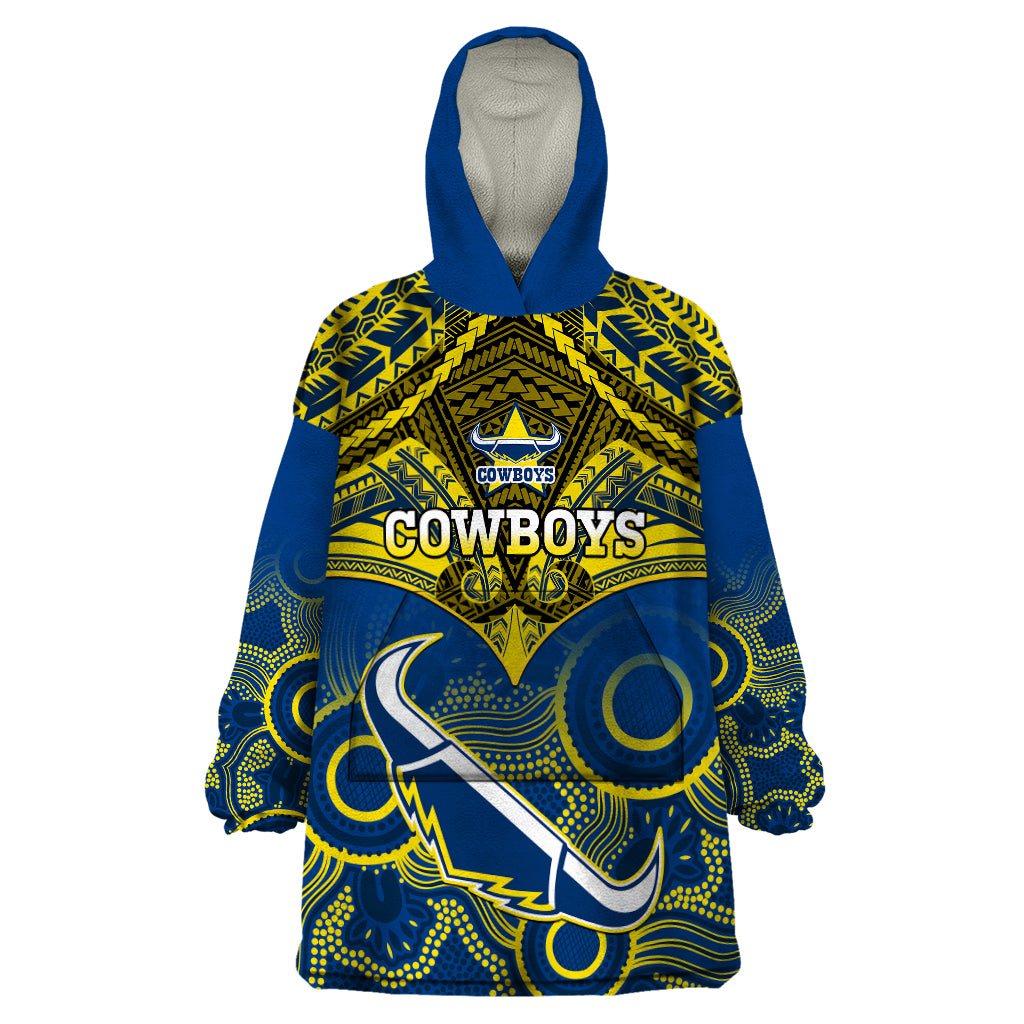 personalised-cowboys-rugby-wearable-blanket-hoodie-aboriginal-mix-polynesian-pattern