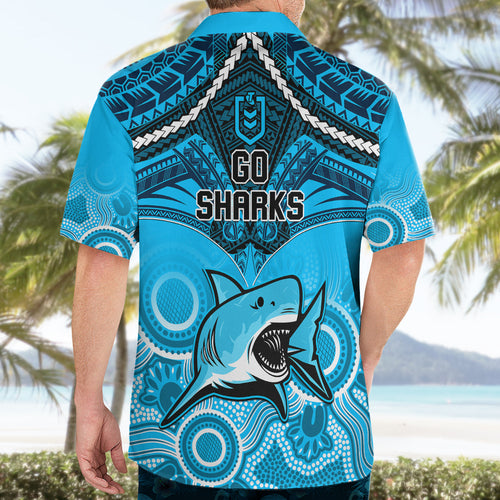 sharks-rugby-hawaiian-shirt-go-sharkies-aboriginal-mix-polynesian-pattern