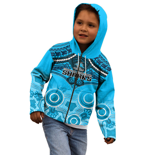 sharks-rugby-kid-hoodie-go-sharkies-aboriginal-mix-polynesian-pattern