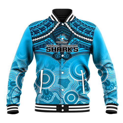 personalised-sharks-rugby-baseball-jacket-go-sharkies-aboriginal-mix-polynesian-pattern