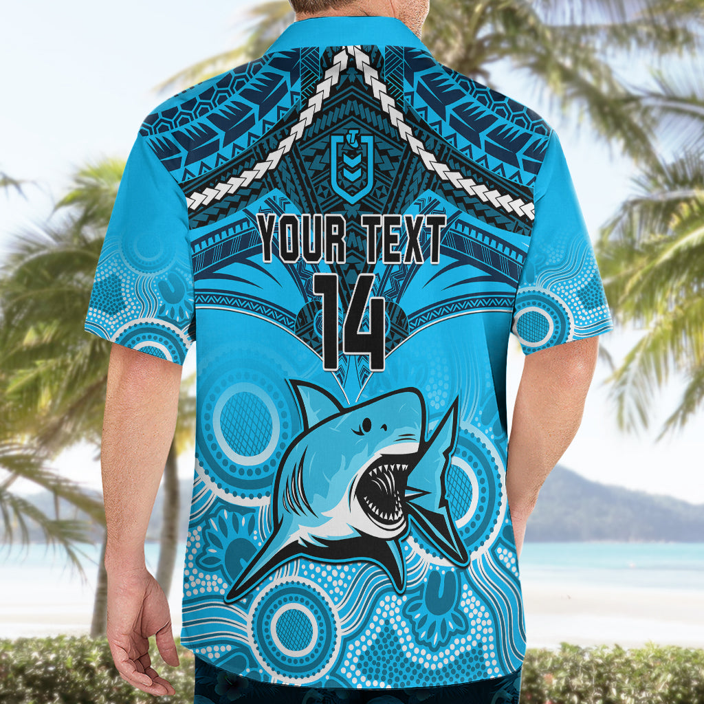 personalised-sharks-rugby-hawaiian-shirt-go-sharkies-aboriginal-mix-polynesian-pattern