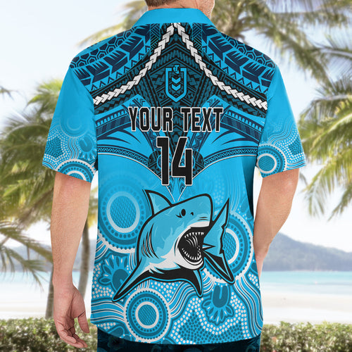 personalised-sharks-rugby-hawaiian-shirt-go-sharkies-aboriginal-mix-polynesian-pattern
