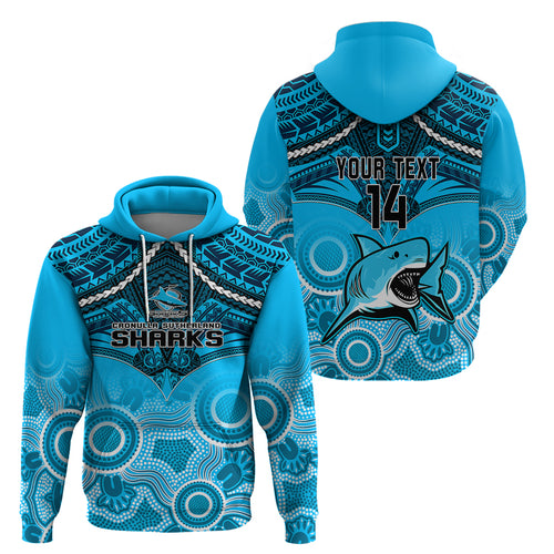 personalised-sharks-rugby-hoodie-go-sharkies-aboriginal-mix-polynesian-pattern