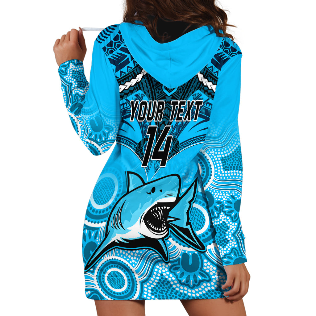 personalised-sharks-rugby-hoodie-dress-go-sharkies-aboriginal-mix-polynesian-pattern