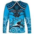 personalised-sharks-rugby-long-sleeve-shirt-go-sharkies-aboriginal-mix-polynesian-pattern