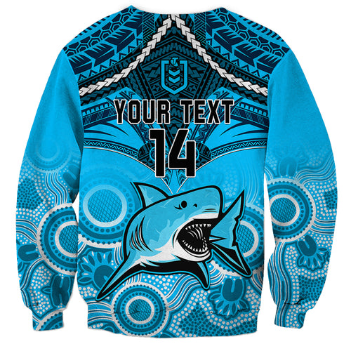 personalised-sharks-rugby-sweatshirt-go-sharkies-aboriginal-mix-polynesian-pattern