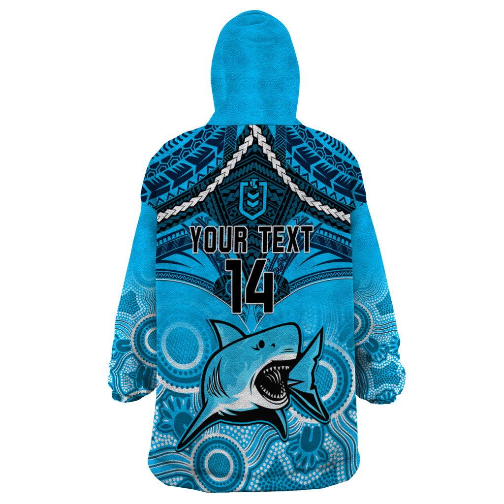 personalised-sharks-rugby-wearable-blanket-hoodie-go-sharkies-aboriginal-mix-polynesian-pattern