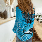 Personalised Sharks Rugby Women Casual Shirt Go Sharkies Aboriginal Mix Polynesian Pattern LT14