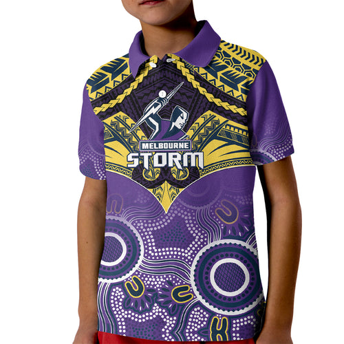 personalised-storm-rugby-kid-polo-shirt-go-melbourne-aboriginal-mix-polynesian-pattern