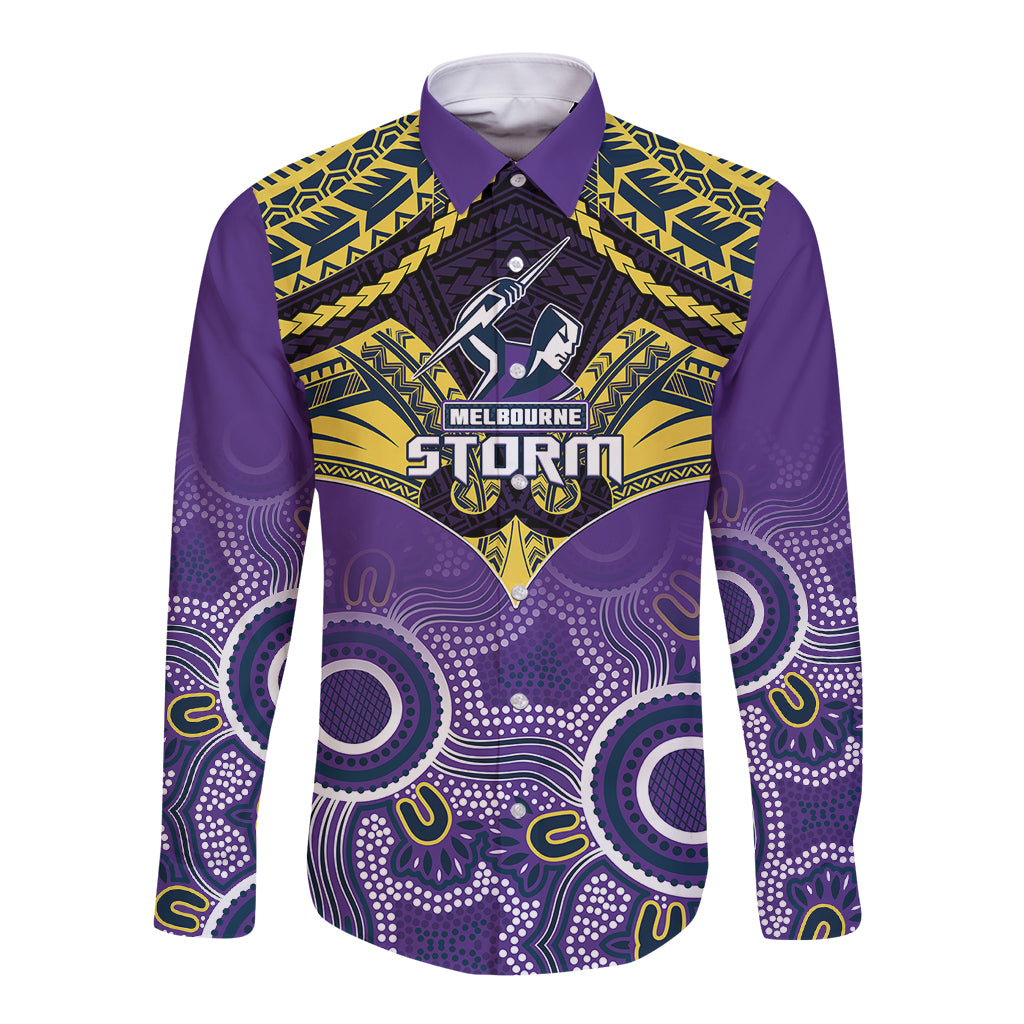 personalised-storm-rugby-long-sleeve-button-shirt-go-melbourne-aboriginal-mix-polynesian-pattern