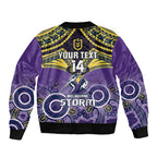 personalised-storm-rugby-sleeve-zip-bomber-jacket-go-melbourne-aboriginal-mix-polynesian-pattern