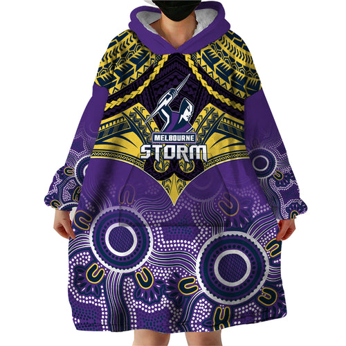 personalised-storm-rugby-wearable-blanket-hoodie-go-melbourne-aboriginal-mix-polynesian-pattern