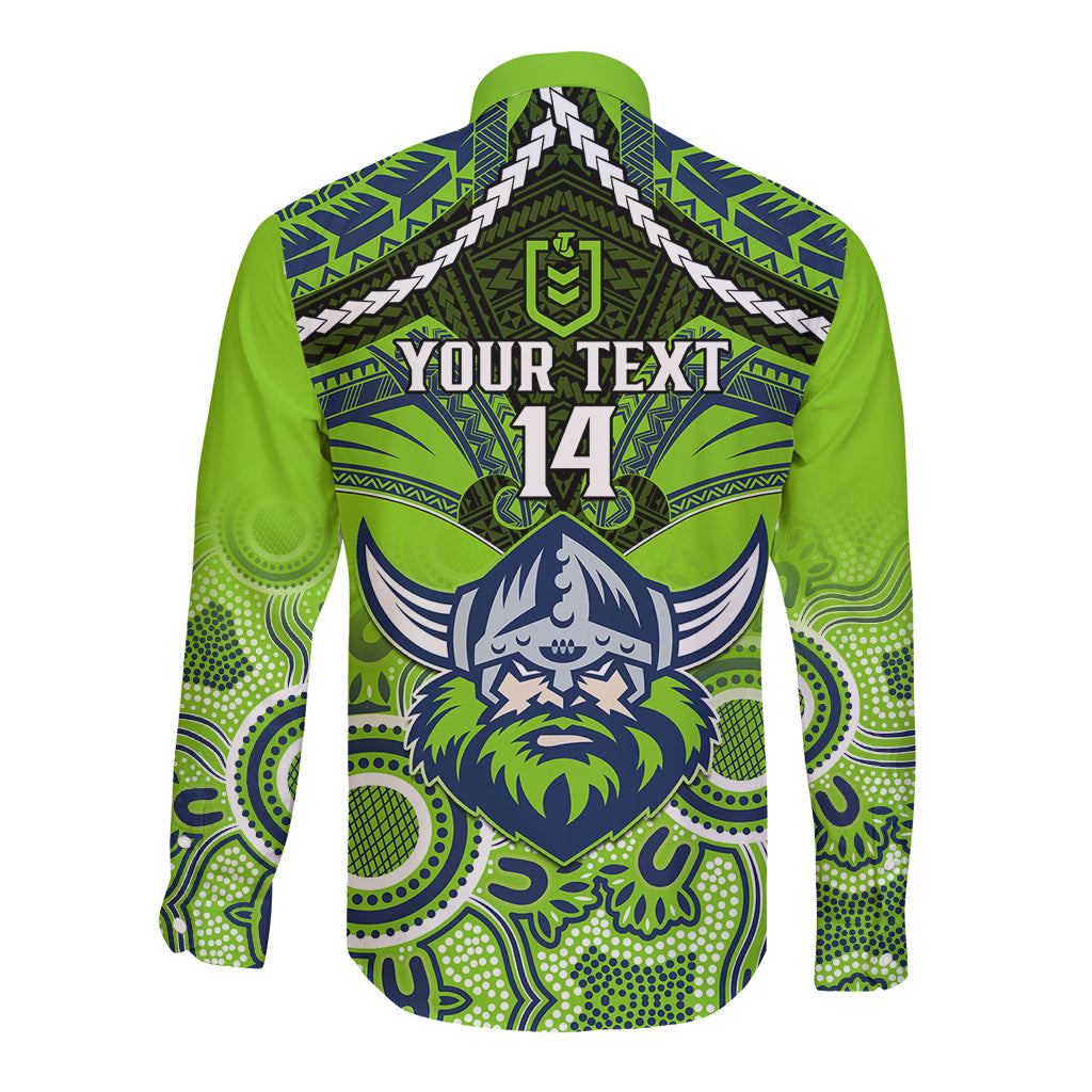 personalised-raiders-rugby-long-sleeve-button-shirt-canberra-1981-aboriginal-mix-polynesian-pattern