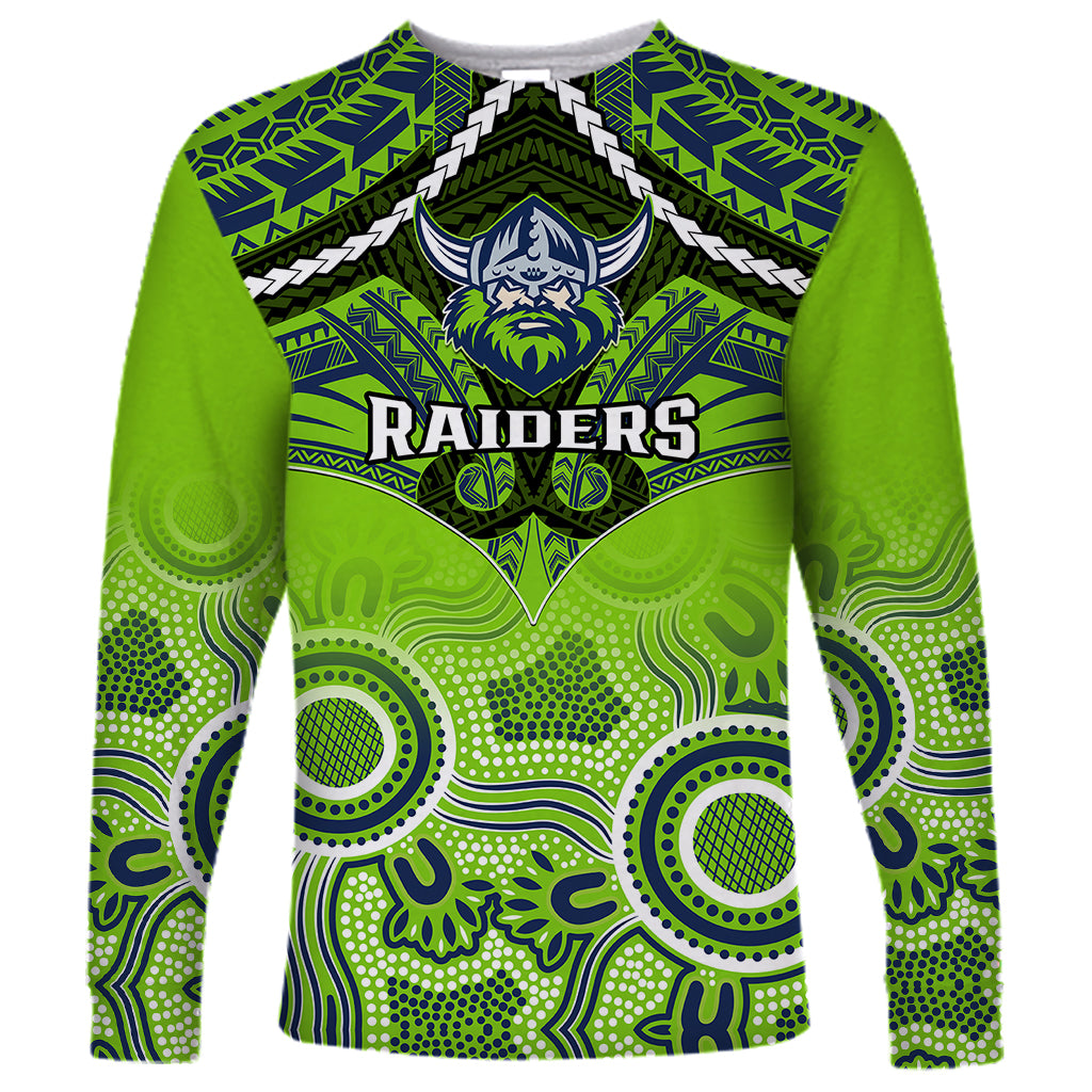 personalised-raiders-rugby-long-sleeve-shirt-canberra-1981-aboriginal-mix-polynesian-pattern
