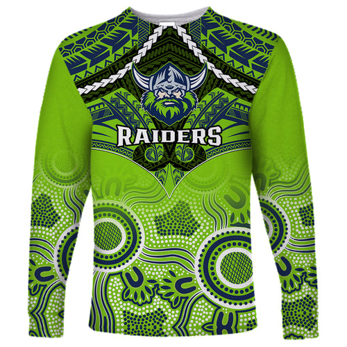 personalised-raiders-rugby-long-sleeve-shirt-canberra-1981-aboriginal-mix-polynesian-pattern