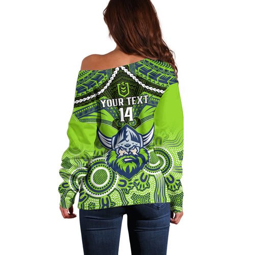 personalised-raiders-rugby-off-shoulder-sweater-canberra-1981-aboriginal-mix-polynesian-pattern