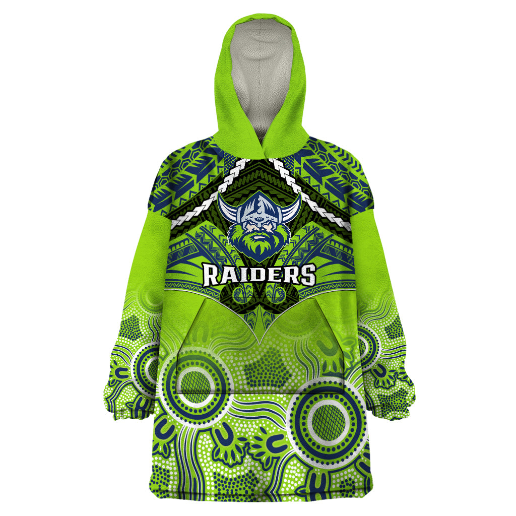 personalised-raiders-rugby-wearable-blanket-hoodie-canberra-1981-aboriginal-mix-polynesian-pattern