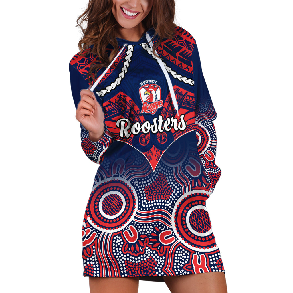 roosters-rugby-hoodie-dress-tricolours-1908-aboriginal-mix-polynesian-pattern
