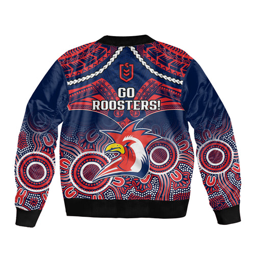 roosters-rugby-sleeve-zip-bomber-jacket-tricolours-1908-aboriginal-mix-polynesian-pattern