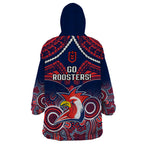 roosters-rugby-wearable-blanket-hoodie-tricolours-1908-aboriginal-mix-polynesian-pattern